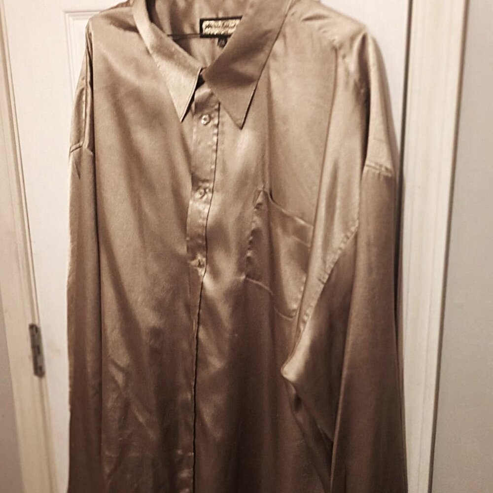 Henri Valdise Men Shimmer Gold Shirt   20 1/2 - 21